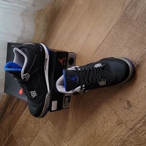 Size 10 (US) Black, White, Gray, & Blue Retro Jordan 4s